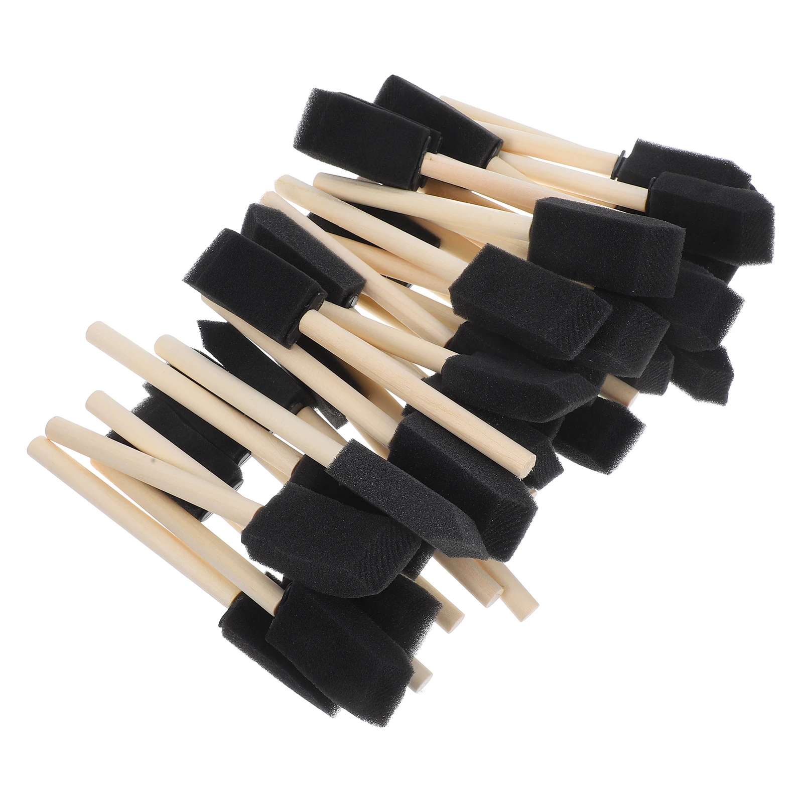 

36 pcs Black Sponge Brush Kids Graffiti Craft Sponges Longlasting Wooden Handle Painting Hand Brushes Drawing Creative Tool