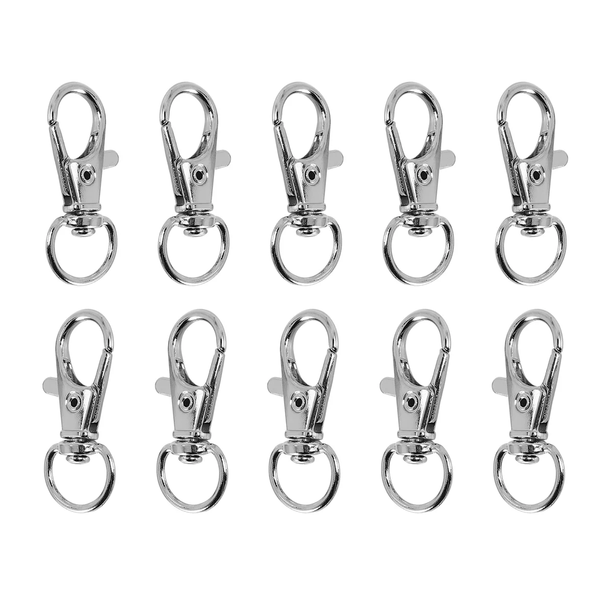 10pcs Metal Clasp Swivel Trigger Clips Snap Hooks Key Ring Bags DIY Craft Silver