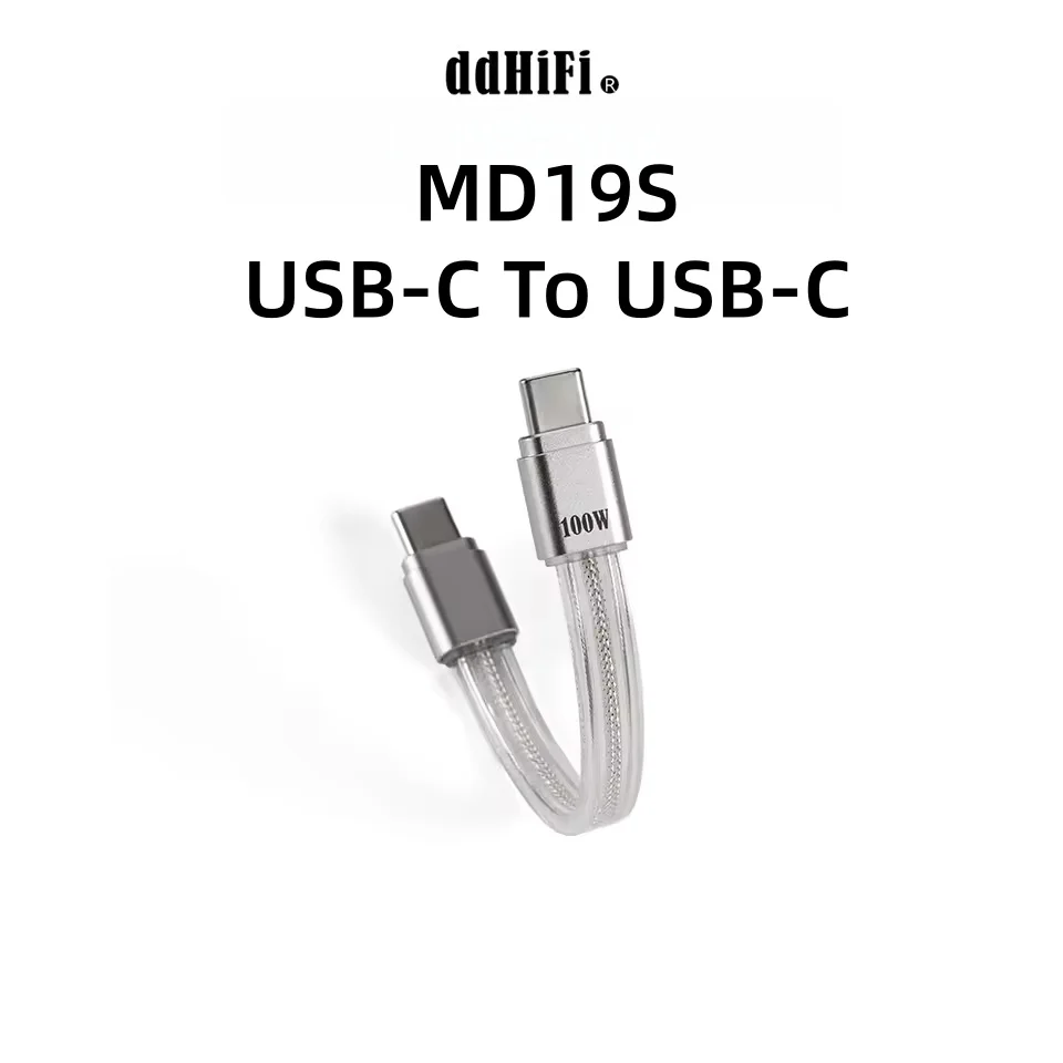 ddHiFi MD19S,USB-C To USB-C,100W Fast Charging Data Cable, Compatible with iOS & Android, Single Crystal Copper,100cm / 8cm