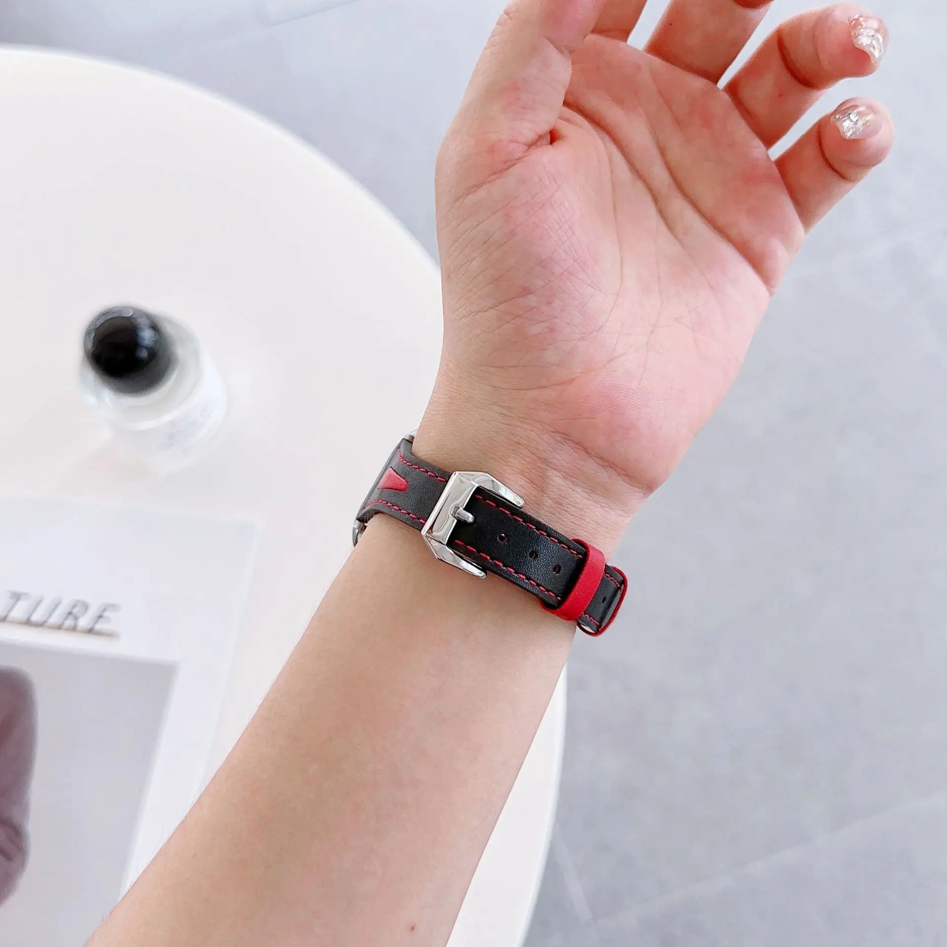 سليم قطرة الماء حزام من الجلد ل سوار ساعة يد آبل 44 مللي متر 40 41 مللي متر 49 مللي متر 42 45 مللي متر المعصم النساء سوار IWatch سلسلة 9 8 7 6 5 4 3 #5