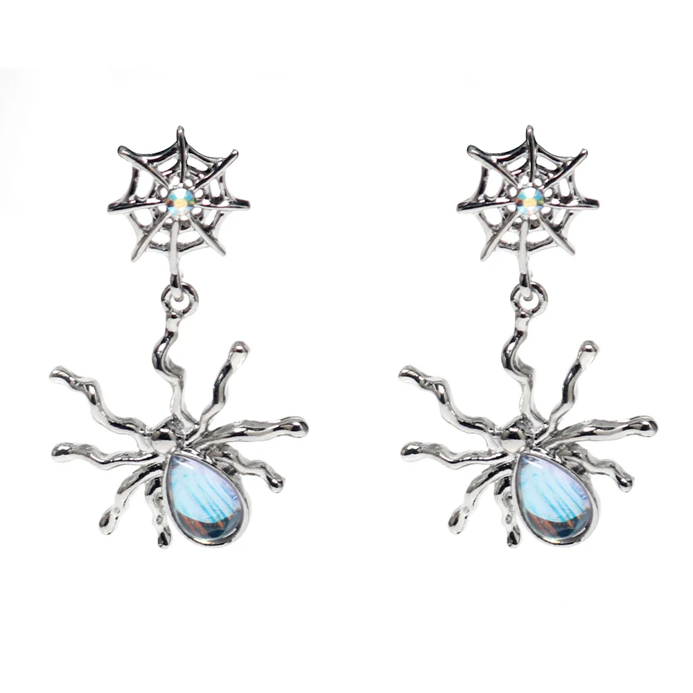 Dark Spider Earrings Female Personality Cold Wind Moonlight Stone Earrings European and American Metal Punk Exaggerated Earring