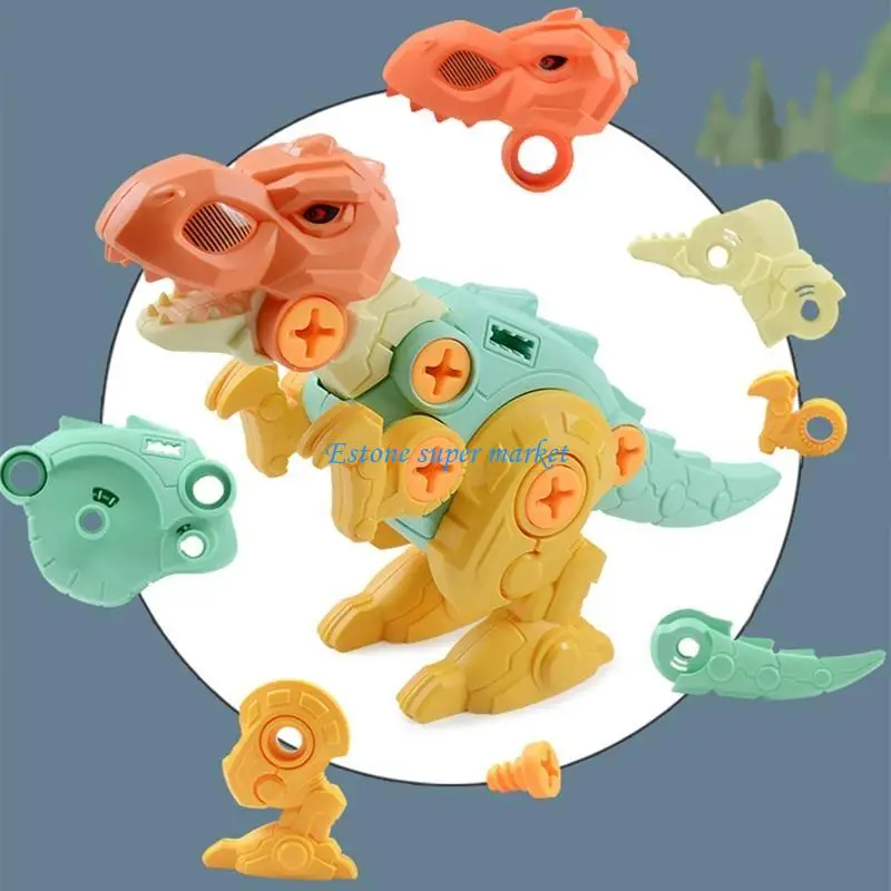 

090B 4Pcs Assembly DIY Dinosaur Building Toy with Realistic Screwdrivers for Preschool Kindergarten Hand-on Ability Training