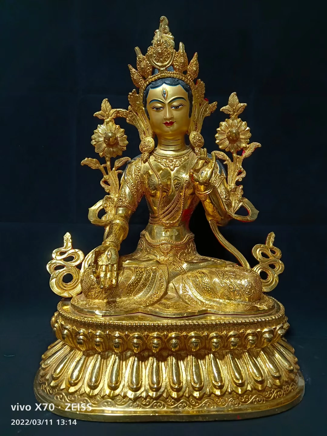 Wholesale Buddha statue # 45CM large gilding COPPER WHITE Tara GUAN YIN temple family Altar efficacious