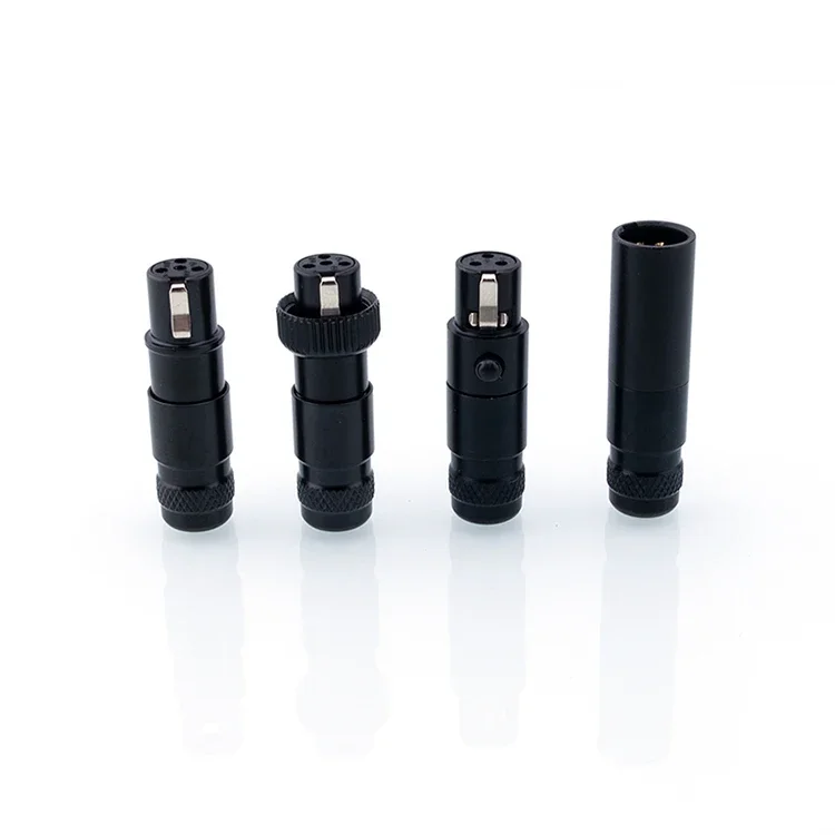 Mini XLR 3/4Pin Male Female Plug XLR Audio Microphone Connector MIC for Cable Soldering Straight Adapter Monitor Power Plug TA4F