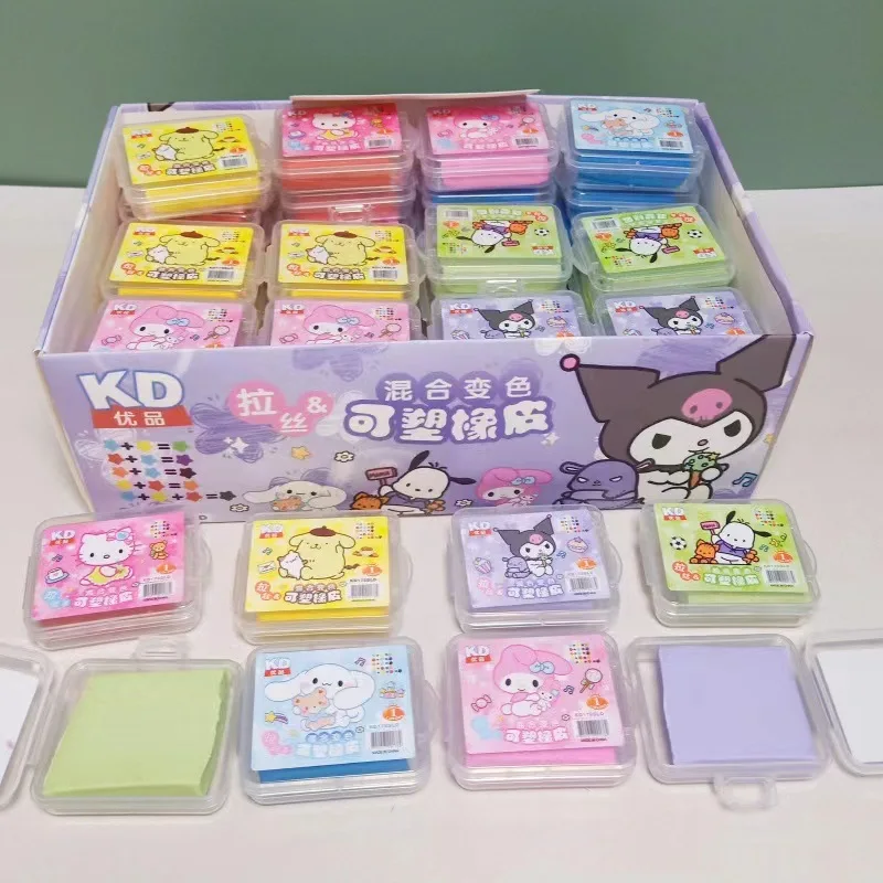 6Pcs Sanrio Mymelody Kuromi Cinnamoroll Plasticity Rubber Soft Art Eraser Wipe highlight Kneaded Rubber For Art Pianting Design