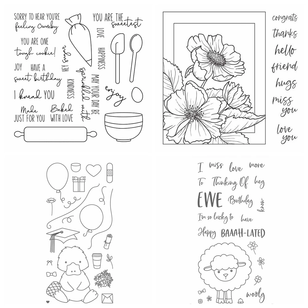 Gebacken mit Liebes stempel und Schneidwerk zeugen gerahmte Anemonen klare Stempel für Scrap booking Dekoration Papier Handwerk Album Karten herstellung