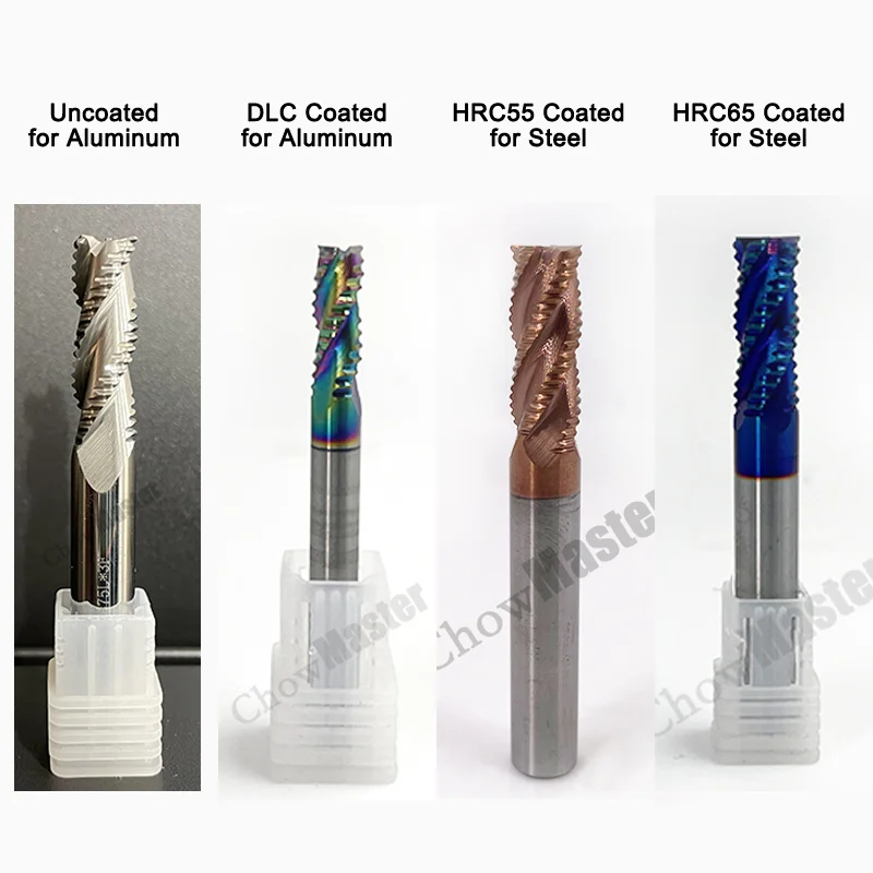 HRC60 Aluminum Rough Leather Cutter DLC Colorful Coating Cutter High Efficiency 3 Flute Rough Aluminum Milling Cutter