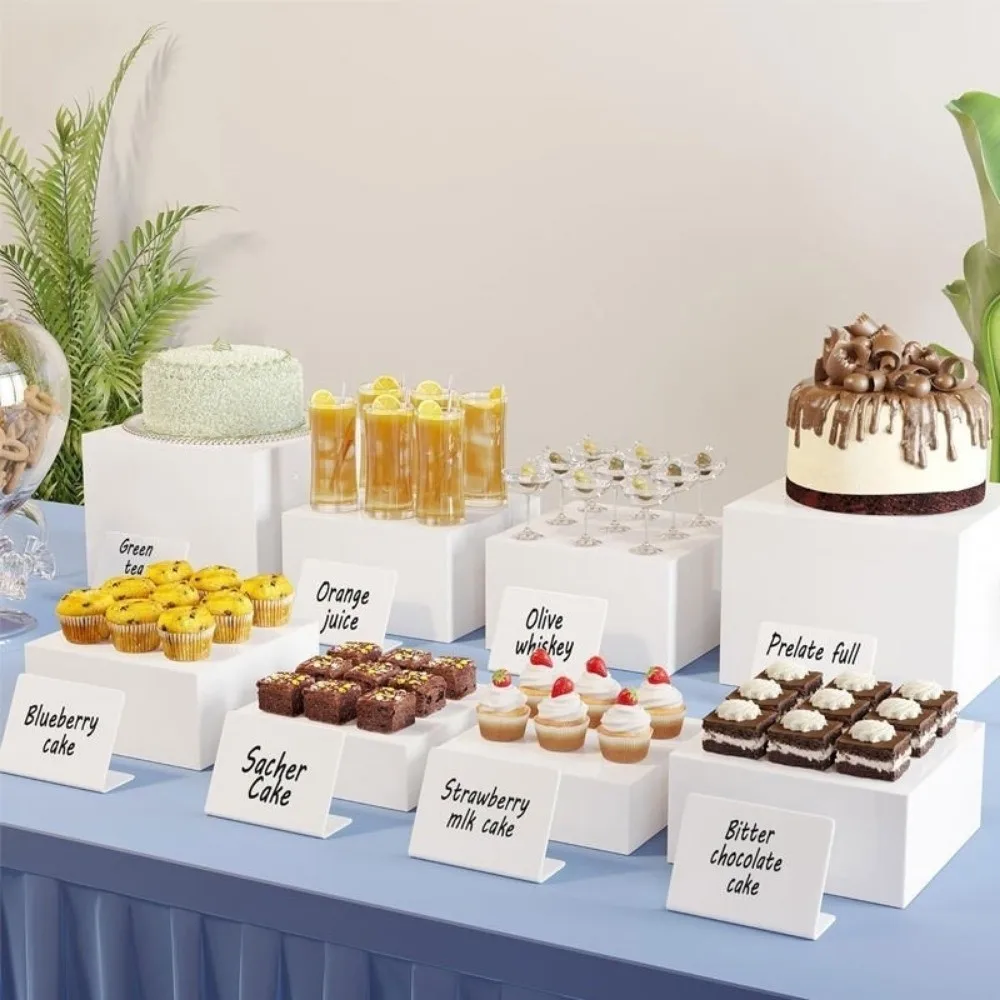 

3/6pcs/set New Acrylic Storage Box White Five-Sided Buffet Riser Space Saving Square Display Stand Dessert Cake Box