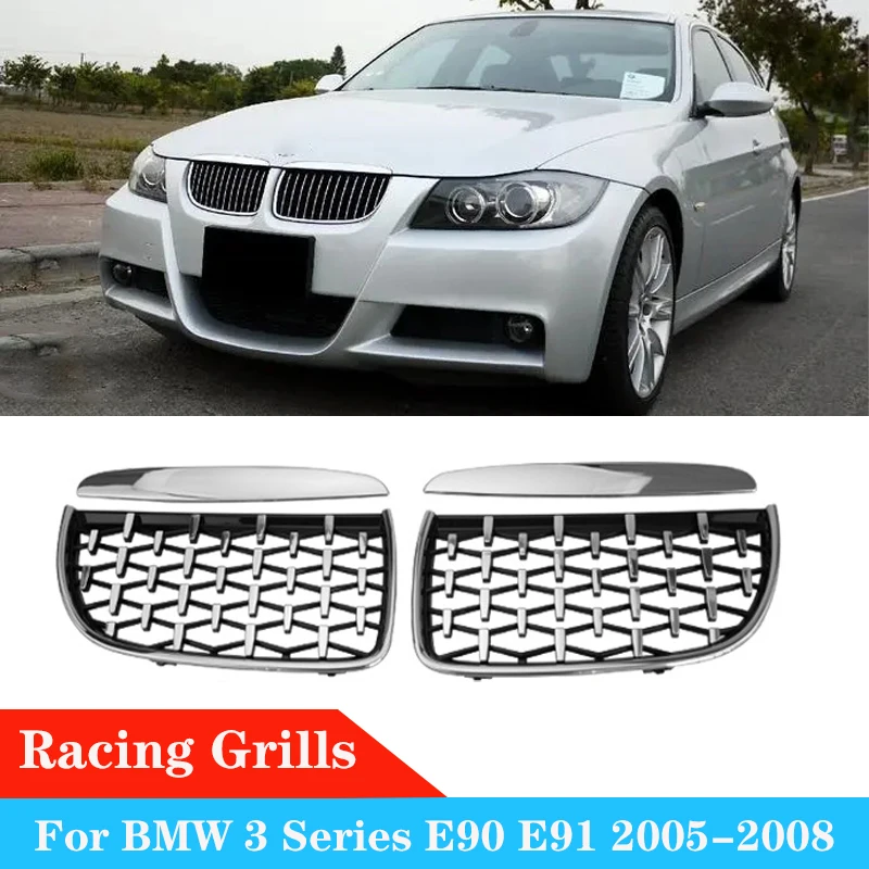 

For BMW E90 E91 323I 328I 335I 330I 325I Car Front Kidney Grille Diamond Style Grills Racing Grill 3 Series 2005-2008 Grilles