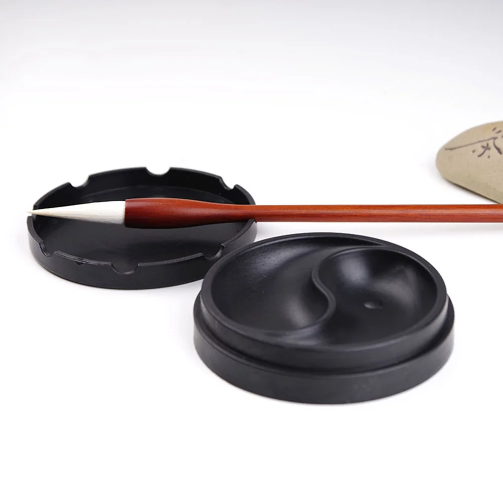 

3Pcs Tai Chi Shape Inkslab Plastic Ink Holder Inkstone Grinding Tool Traditional Chinese Calligraphy Accessory Covered Inkstone