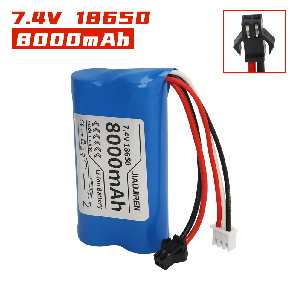 Li-ion Battery 7.4V 8000mAh 18650 SM-2P for WPL MN99S D90 U12A S033g Q1 H101 Parts 7.4V Battery Rc Boats Cars Tanks Drones Parts