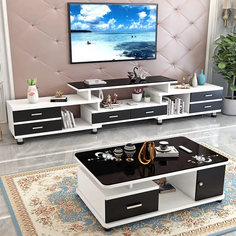 

TV cabinet coffee table combination set simple modern European small apartment living room full set of furniture TV cabinet