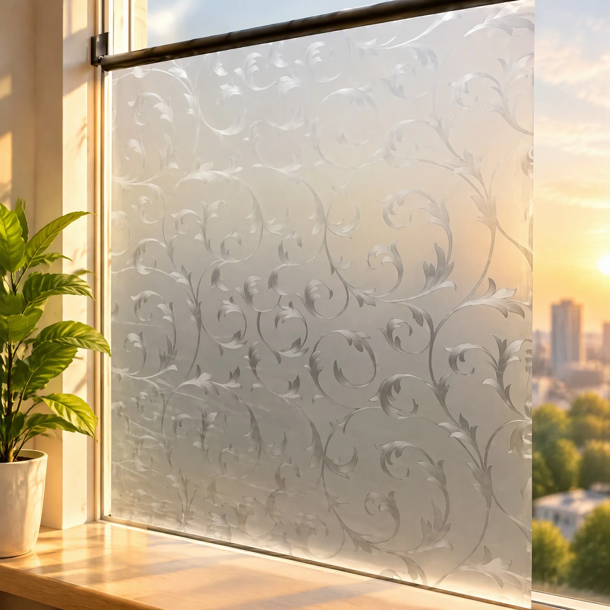 Privacy Frosted Window Film Decorative Translucent Window Cover Static Cling Window Sticker for Office for Bathroom