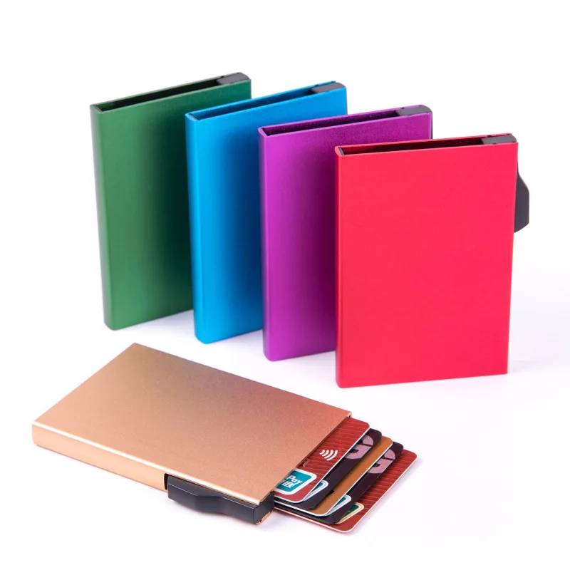 Thin Aluminium Metal Wallets Pocket Case Bank Billetera Inteligente Hombre Credit Id Card Holder Side Pop Up Porte Carte Luxe