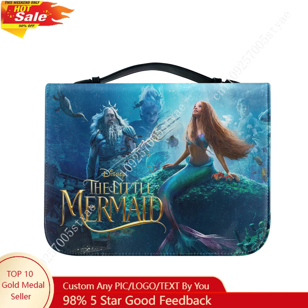 

Disney Ariel The Little Mermaid Bible Bags Gifts Personalized Cover Bible Pack Waterproof Leather Bag Pockets Package Case