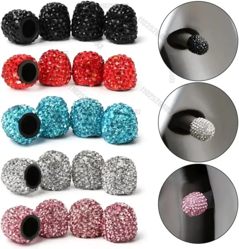 New 4/2pcs Diamond Crystal Car Tire Valve Caps Shining Dust-proof Wheel Valve Cover Vehicle Bling Valve Cap Styling Accessories