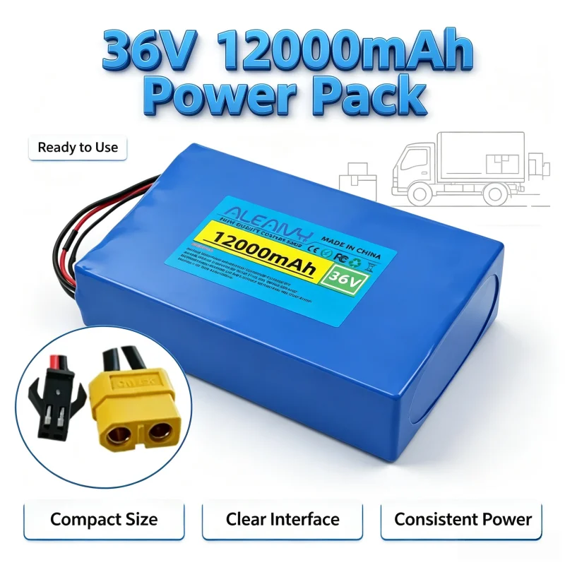 Long Range 36V 12000mAh 10S4P Li-ion Battery Pack BMS Balance Protection for Skateboard Longboard Daily Commuting Use
