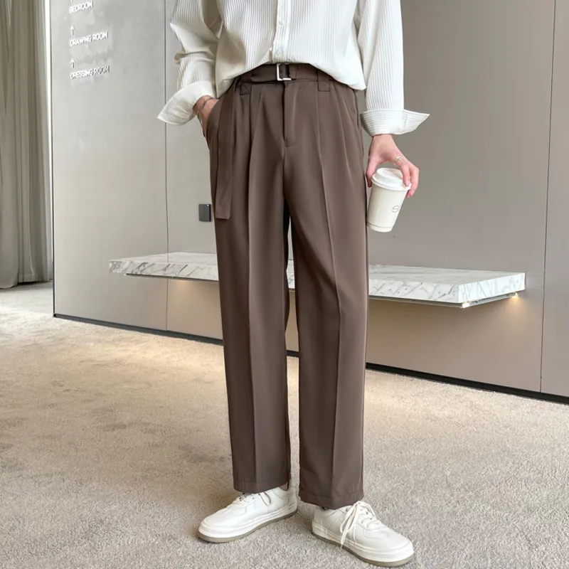 Mature Style Straight Tube Loose Fitting Suit Pants Men Fashion Society Dress Pants Korean Styles Male Office Formal Trousers