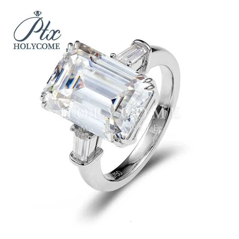 

High Quality Engagement Ring Emerald Cut Moissanite 925 Silver Ring 14k White Gold Wedding Couple Diy Ring Jewelry Personalizado