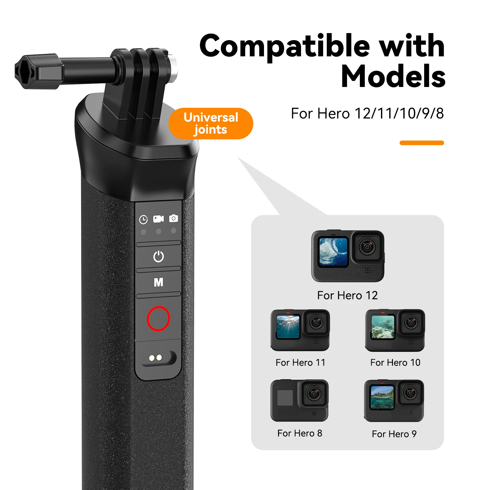 TELESIN barre de flottabilité Selfie bâton étanche Selfie bâton pour Gopro Hero 9 10 11 12 avec dragonne télécommande sans fil