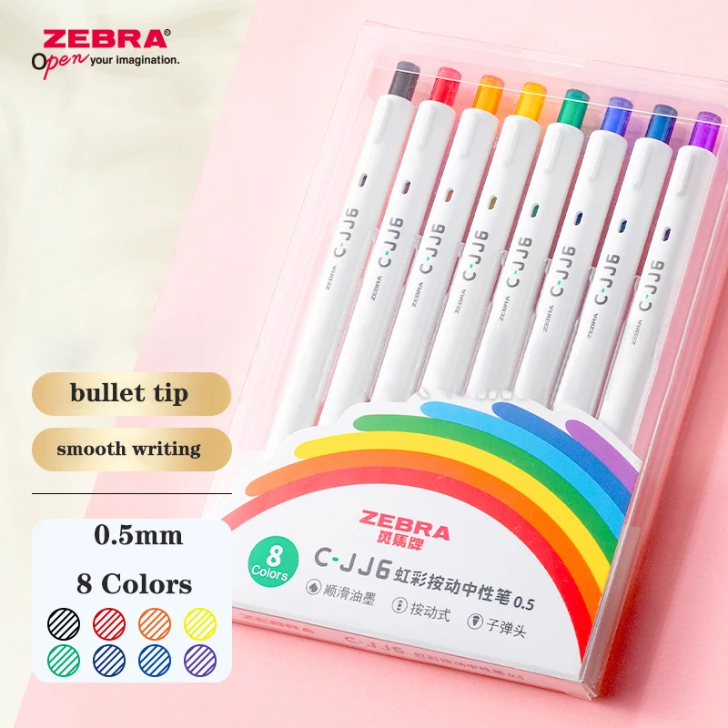 

2022 New Zebra Gel Pen Rainbow Series C-JJ6 Color Set Ins Japanese Press Students To Make Handbook Notes Stationery