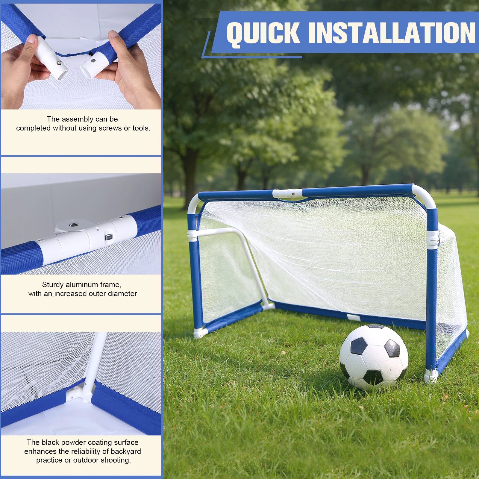 

5x3 FT Aluminum Soccer Goal for Backyard Park Field Folding Soccer Goal Training Equipment for Practice Outdoor Sports