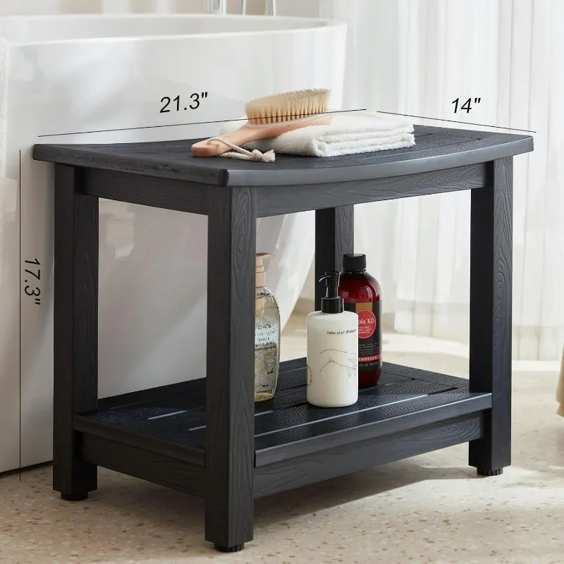 Shower Stool for Inside Shower Waterproof, Poly Lumber Shower Bench Seat for Shaving Legs, Plastic Chair Seat