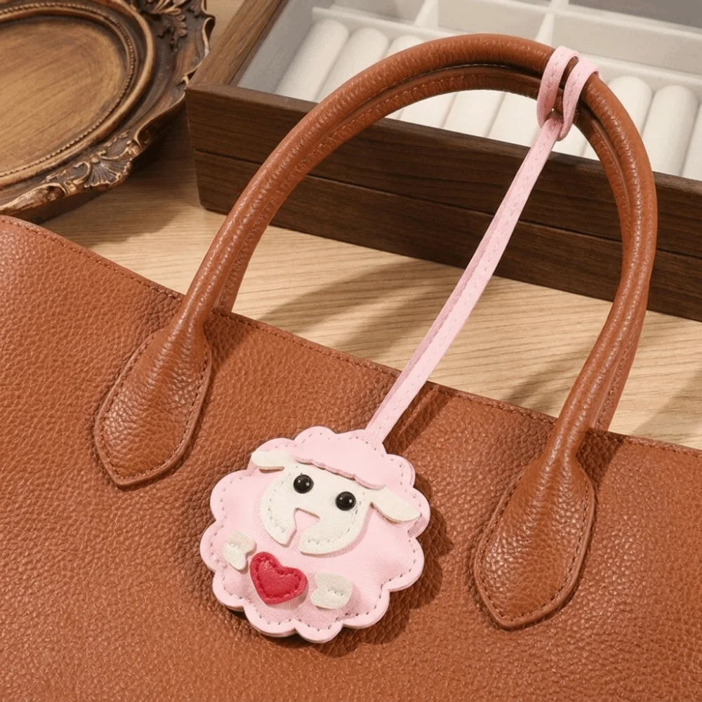 Fashion PU Leather Sheep Keychain Soft Lightweight Lamb Keyring Multi-Color Cartoon Animal Bag Charm Girlfriend