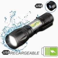 Mini Torch LED Rechargeable Flashlight Portable USB Charging Flashlight High Power Bank Camping Waterproof Long Range Lantern