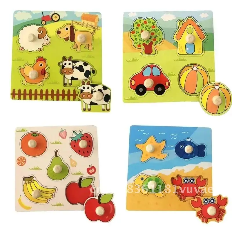 

3D Wooden Montessori Puzzle Toys for Kids - Hand Scratch Educational Fruit Cognitive Learning Board Game