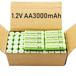 1.2V AA 3000mAh NiMH 1.2V rechargeable battery, green battery can be used for calculators, small toys, flashlights, etc