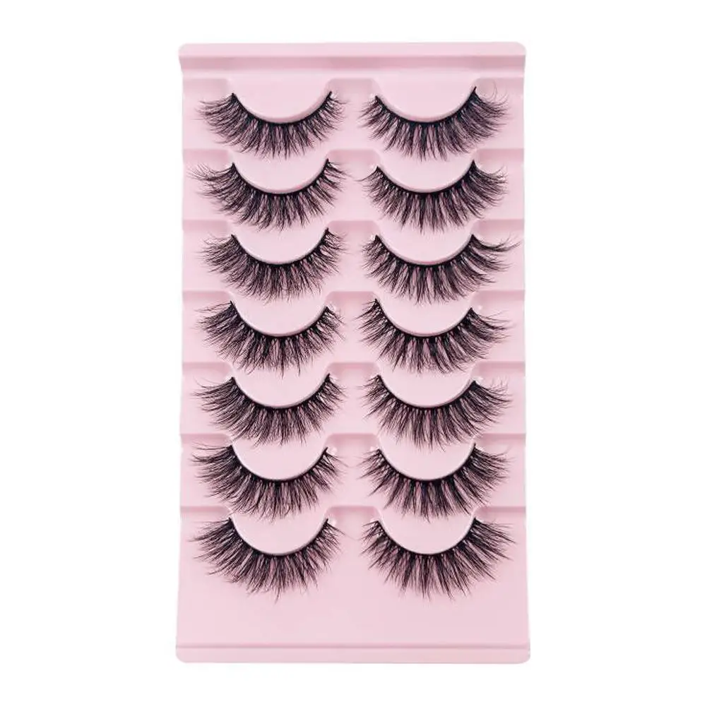 Heiße natürliche Nerz-Wimpern, 10 Paar, zarte 3D-Nerzwimpern, kurze, flauschige, halbe falsche Wimpern, Make-up-Tools, Katzenaugen-Wimpern