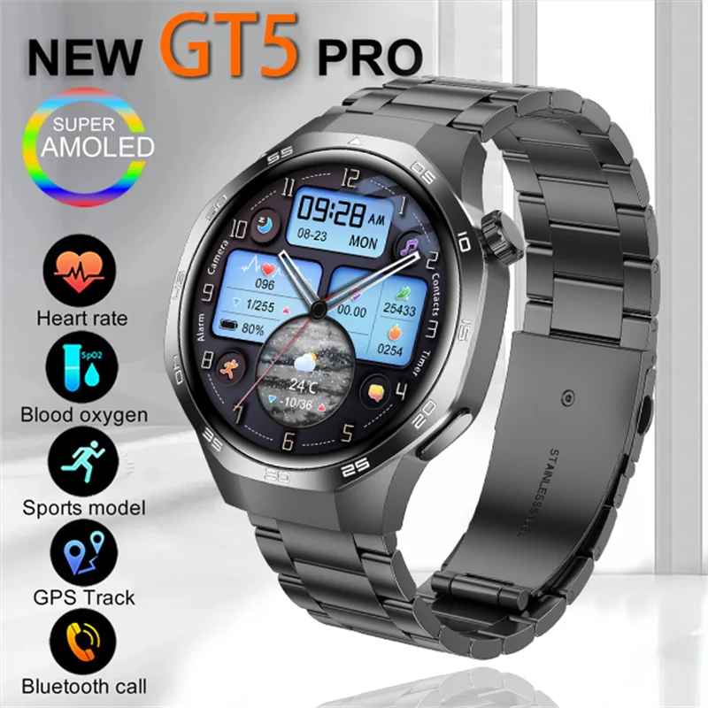 

For Huawei Watch GT5 Pro Smart Watch Men Watch 5 Pro AMOLED HD Screen Bluetooth Call NFC Health Monitoring Smartwatch 2024 New