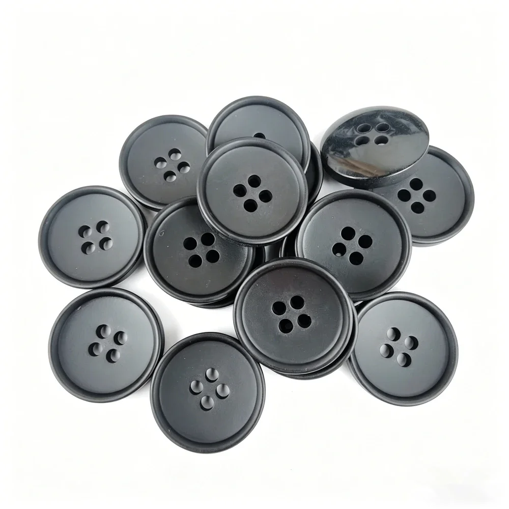 20pcs 20mm 4 Hole Black High RESIN Buttons Decorative Coat Kids Sewing Clothes Accessory Round Shirt button Garment