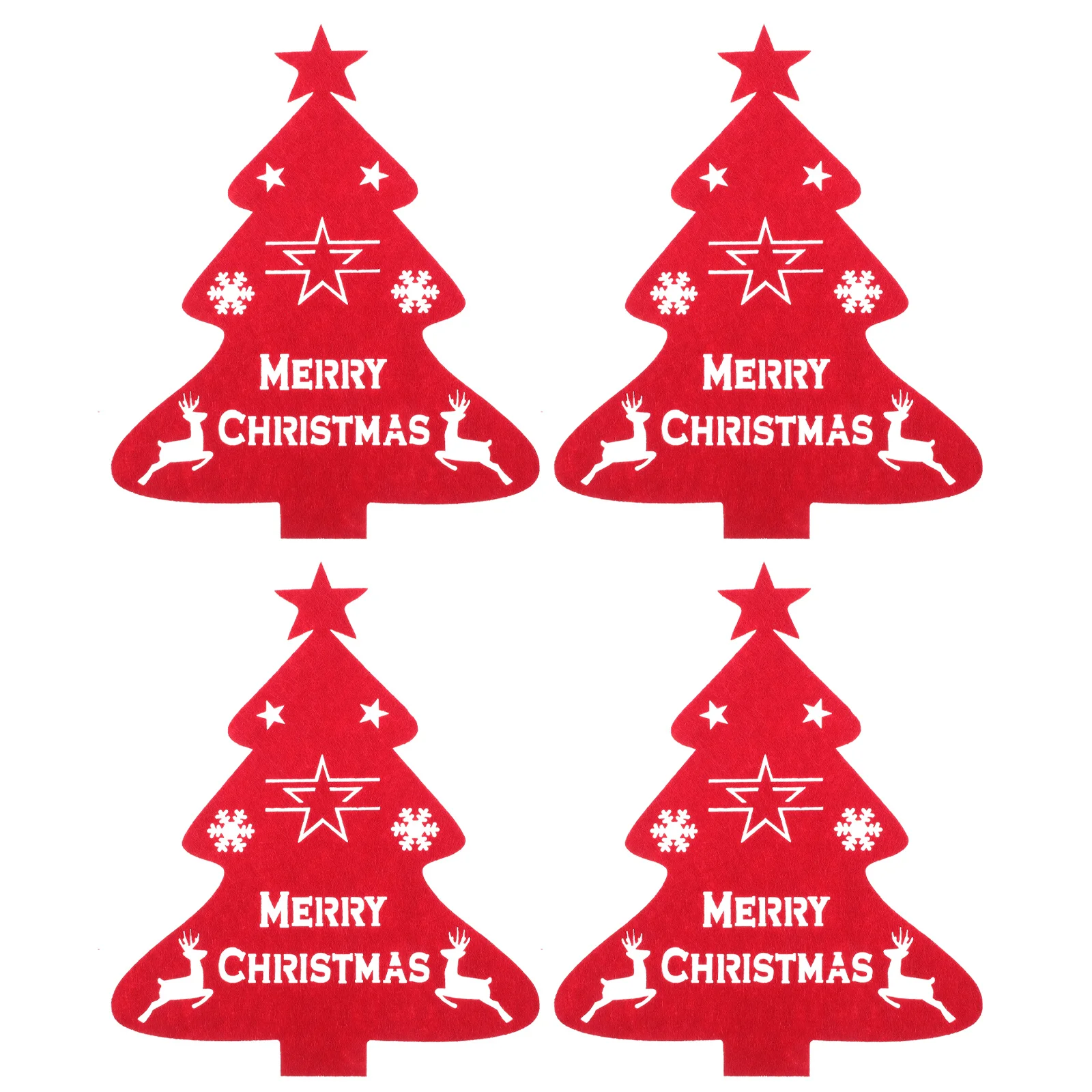 

4Pcs Fork Cutter Holder Christmas Cutlery Covers Xmas Tree Shaped Tableware Bags for Party Decoration Xmas Cutlery Holder