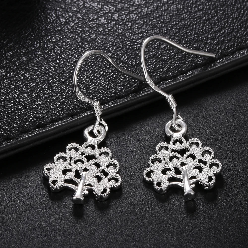 Hot charm 100% 925 Sterling Silver tree earrings elegant high quality Fashion Jewelry Christmas Gifts drop for women