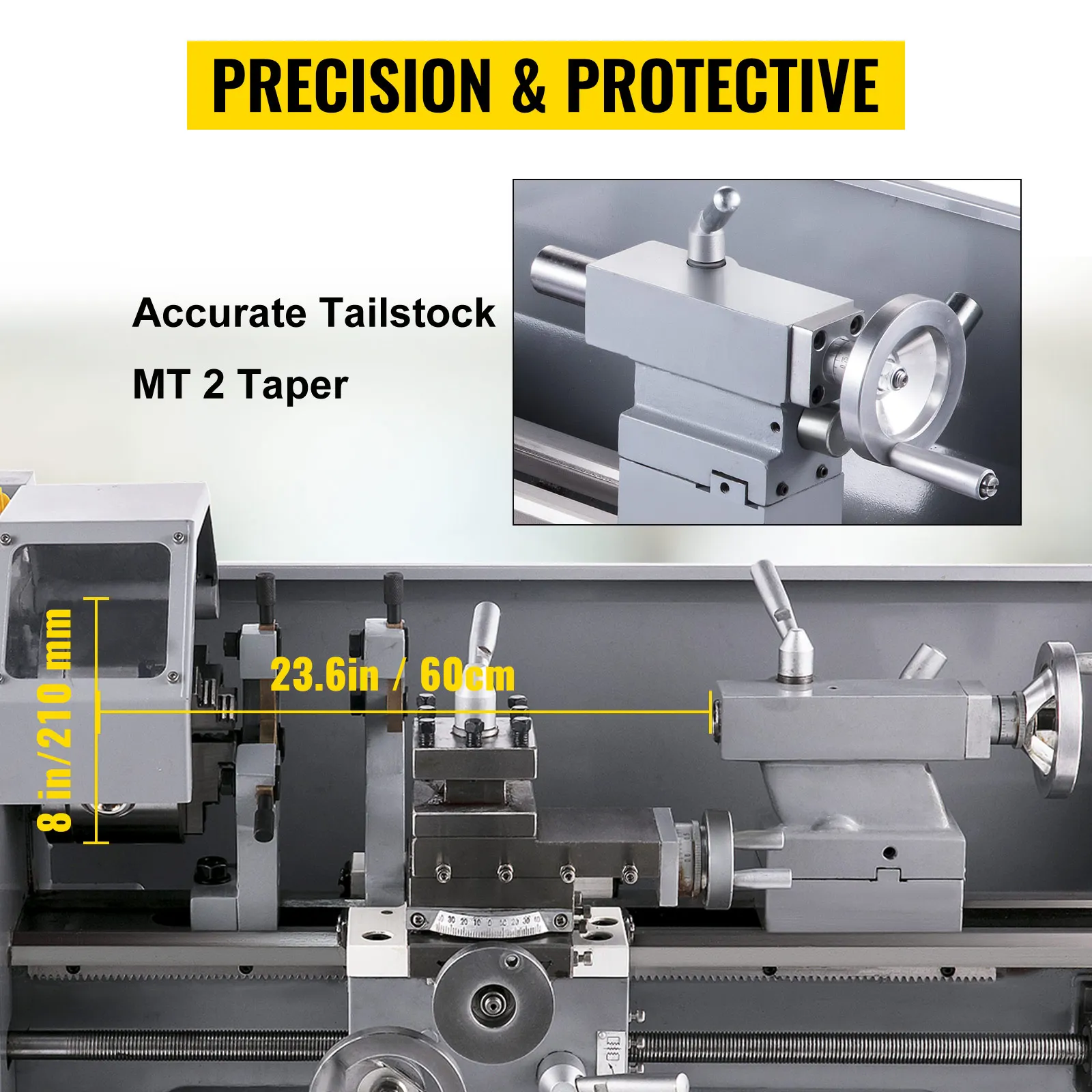Drehmaschine | Sihao Drehmaschine Metall 1100W Bürstenloser Motor 38mm Spindel 220X600 Mini-Drehmaschine LED-Bildschirmanzeige Drehbank – Detail 7