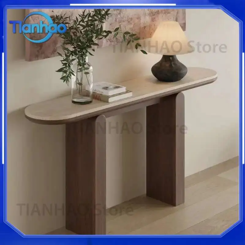 Modern Luxury Console Table for Midcentury Hallway Lobby Nordic Living Room Furniture Metal Frame Marble Top Wohnzimmer Tisch