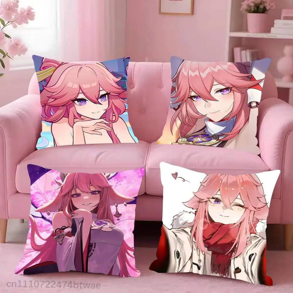 

Genshin Impact Yae Miko Pillow Case Cover Square Sofa With For Pattern Comfortable Cushion suitable Of Room