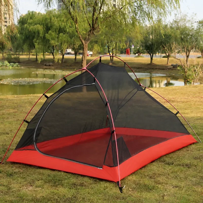 Feituo Outdoor Camping Tent Double Layer Silicone Coated Nylon Aluminum Pole Lightweight Single Pole Anti Rainstorm Field
