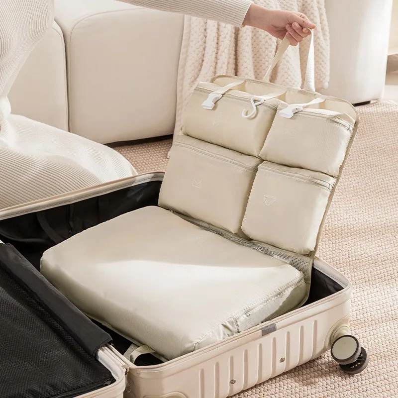 7-in-1 Travel Storage Bag, Portable Hanging Underwear Organizer, Large Capacity Luggage Packing Pouch for Travel Clothes Socks
