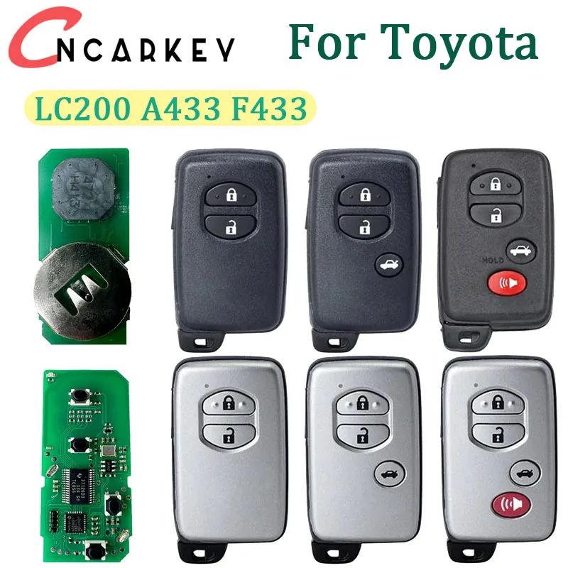 Auto Smart Remote Key For Toyota Land Cruiser Prado Camry Crown Aurion LC200 A433 F433 Car Smart Key Fob Car Key Case Fob Cover