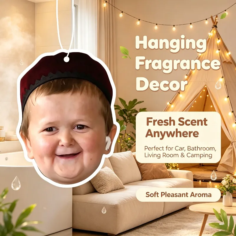 Car Air Freshener Smiling Little Kid Portrait Hanging Scent Card for Car Interior Decor Rearview Mirror Ornament Gift