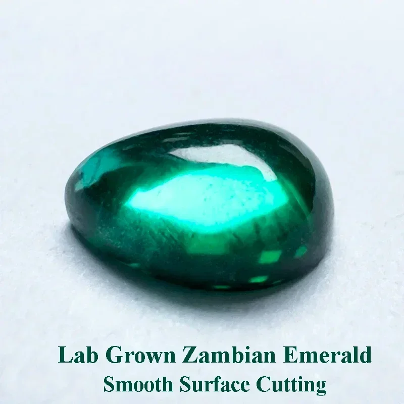 

Lab Grown Zambian Emerald Pear Shape Hydrothermal Smooth Surface Cutting with Cracks Inclusions Selectable AGL Certificate