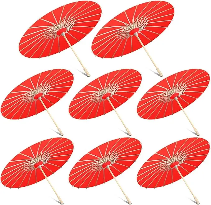 12/30/50/60PCS Wit Papier Paraplu's 23.6 Inch Papieren Parasol Paraplu's DIY Paraplu's Bruiloft Rekwisieten - afbeelding 1