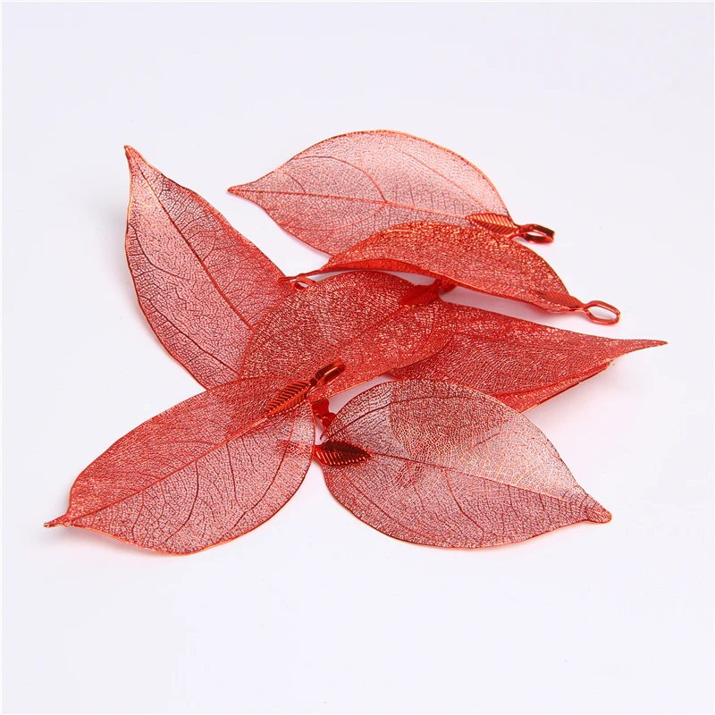 5PCS Thin Real Leaves Pendants Unique Colorful Hollow Leaf Pendants Charms For Jewelry Making Necklace Earrings DIY Accessory