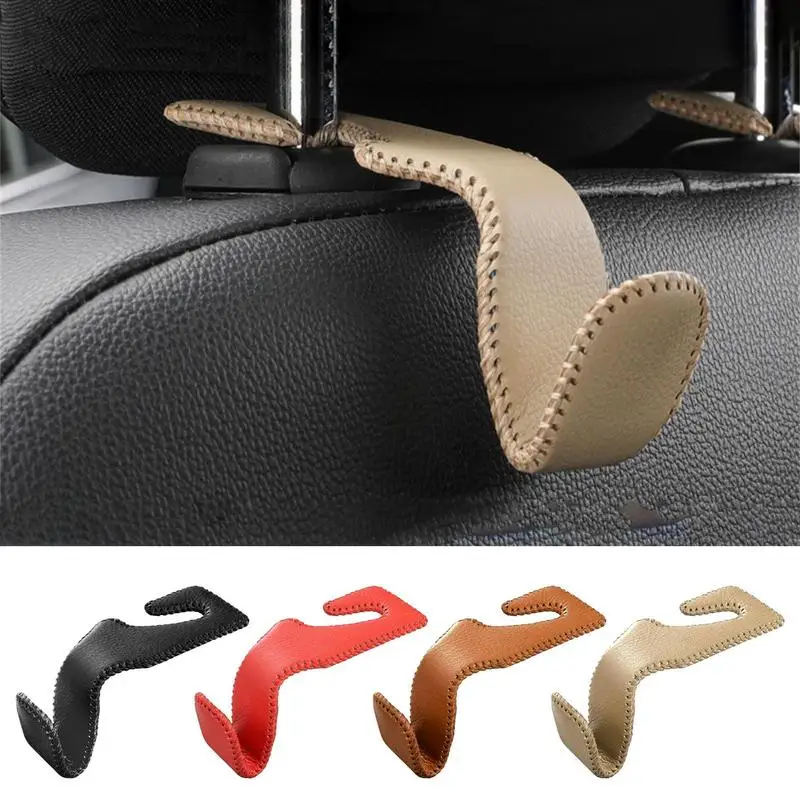 

1pcs Car Seat Hanger PU Leather Automobile Headrest Hanger Multipurpose Car Headrest Purse Hooks Holder Vehicle Backseat