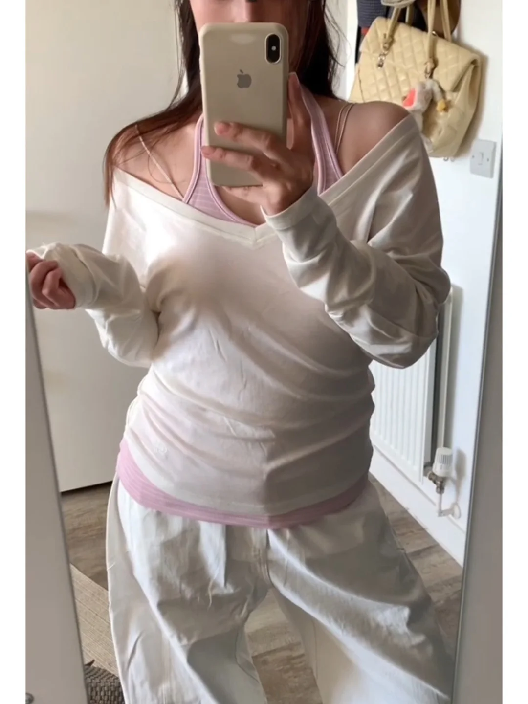 Hot Girl Pure Desire Striped Long Sleeve V-Neck Cover up Two-Piece Set Women Summer Slimming Sun Protection Suit Neck Hanging