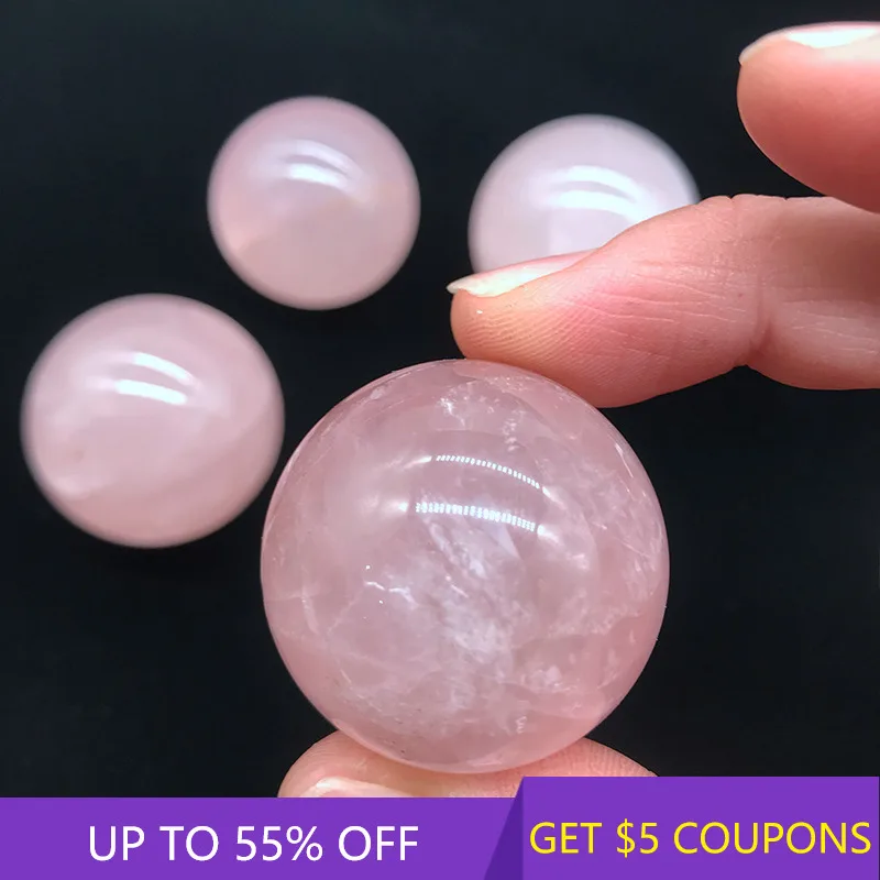 

40mm Natural Pink Rose Quartz Crystal Sphere Healing Polished Rock Stone Ball W/ Stand Home Fengshui Gemstone Decoration Gift