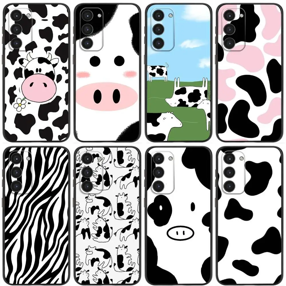 

INS Cool Cow Stripe Pattern Phone Case For Samsung Galaxy A20,21s,22,31,32,52,53,72,73,80,91 Soft Liquid Silicone Black Cover